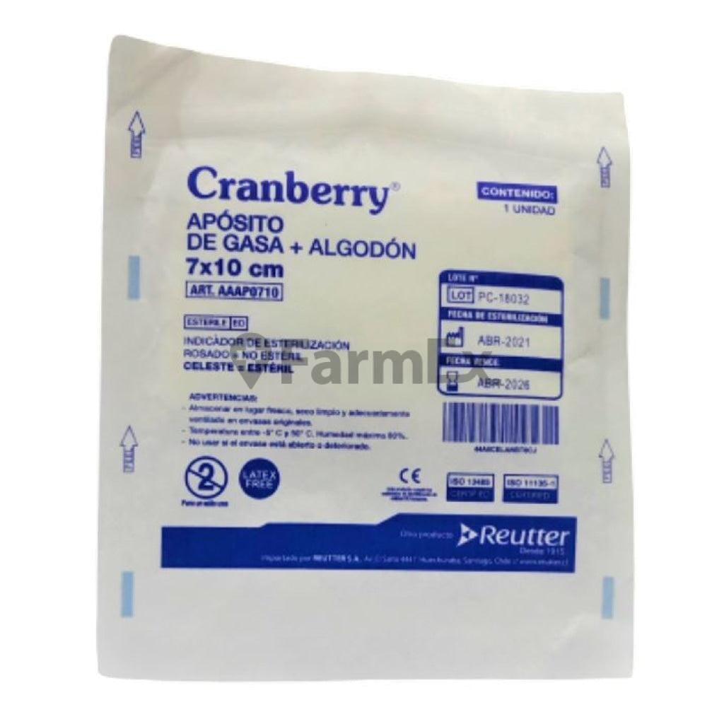 Cranberry Apósito Gasa + Algodón 7 x 10 cm Farmex-Pluxee-Persistente